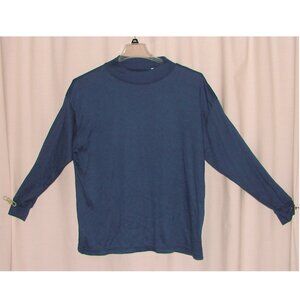 Vtg International Sportswear Mock Neck Pullover TOP, Plus Sz 2X, Navy Blue